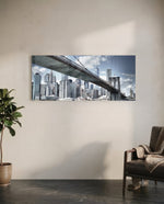 Brooklyn Bridge Glass Wall Art (36"x14") lifestyle preview C