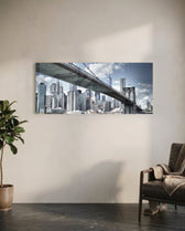 Brooklyn Bridge Glass Wall Art (36"x14") lifestyle preview C