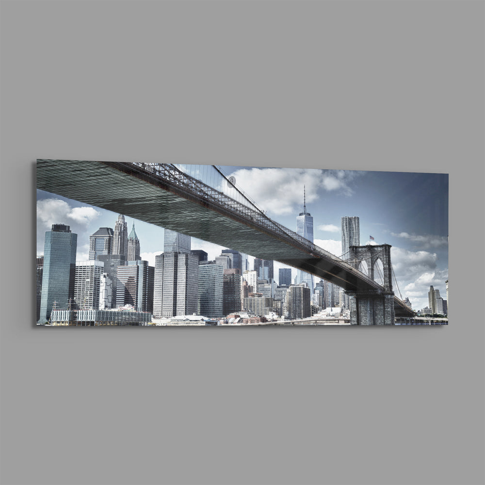 Brooklyn Bridge Glass Wall Art (36"x14") lifestyle preview E