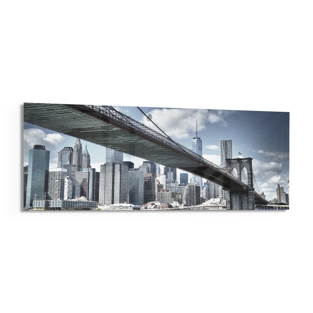Brooklyn Bridge Glass Wall Art (36"x14") lifestyle preview F