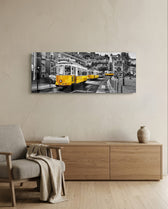 Lisbon Tram Glass Wall Art (36"x14") lifestyle preview A