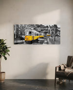 Lisbon Tram Glass Wall Art (36"x14") lifestyle preview C