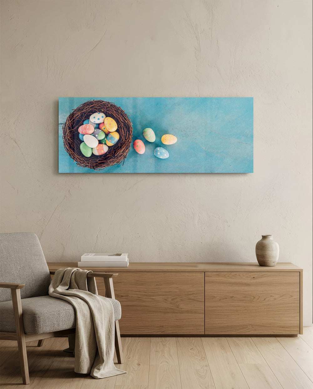 Eggs Glass Wall Art (36"x14") lifestyle preview A