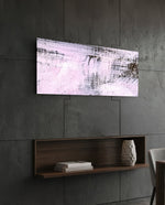 Blush Pink And Charcoal Brushstroke Glass Wall Art lifestyle preview B