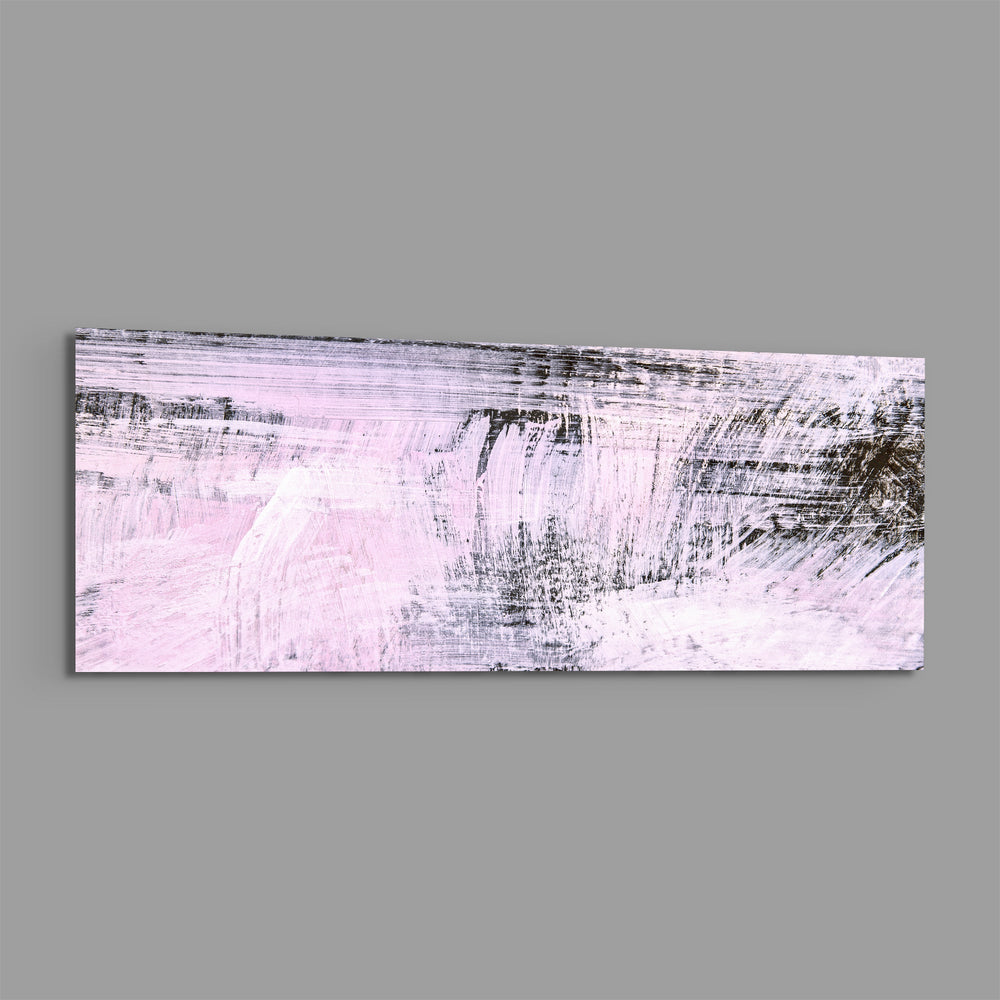 Blush Pink And Charcoal Brushstroke Glass Wall Art lifestyle preview E