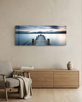 Blue Hour Lake Jetty Glass Wall Art lifestyle preview A