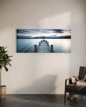 Blue Hour Lake Jetty Glass Wall Art lifestyle preview C