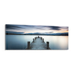 Blue Hour Lake Jetty Glass Wall Art lifestyle preview F