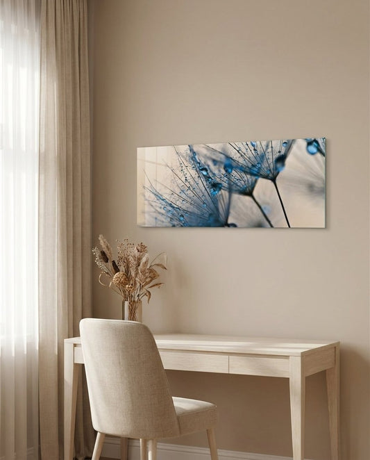 Macro Dandelion Glass Wall Art (36"x14")