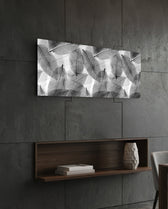 Black - White Leaves Glass Wall Art (36"x14") lifestyle preview B