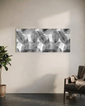 Black - White Leaves Glass Wall Art (36"x14") lifestyle preview C