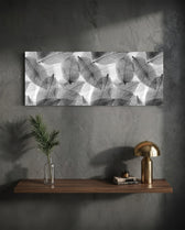 Black - White Leaves Glass Wall Art (36"x14") lifestyle preview D