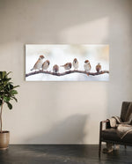 Seven Sparrows On A Bare Branch Glass Wall Art lifestyle preview C