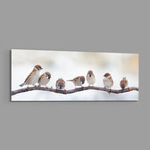 Seven Sparrows On A Bare Branch Glass Wall Art lifestyle preview E
