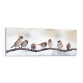 Seven Sparrows On A Bare Branch Glass Wall Art lifestyle preview F