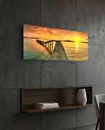 Golden Sunset Curved Pier Glass Wall Art lifestyle preview B