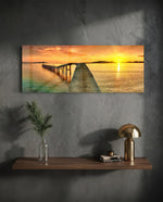 Golden Sunset Curved Pier Glass Wall Art lifestyle preview D