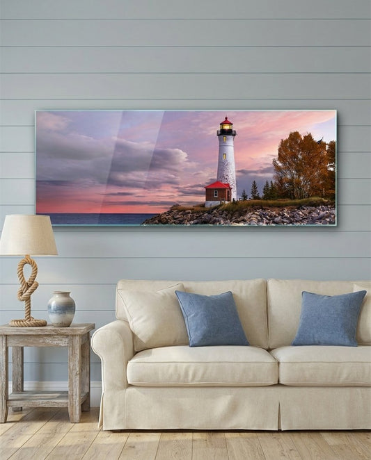 Lighthouse Glass Wall Art (36"x14")