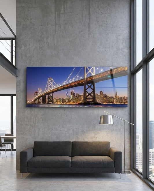 Bridge Glass Wall Art (36"x14")