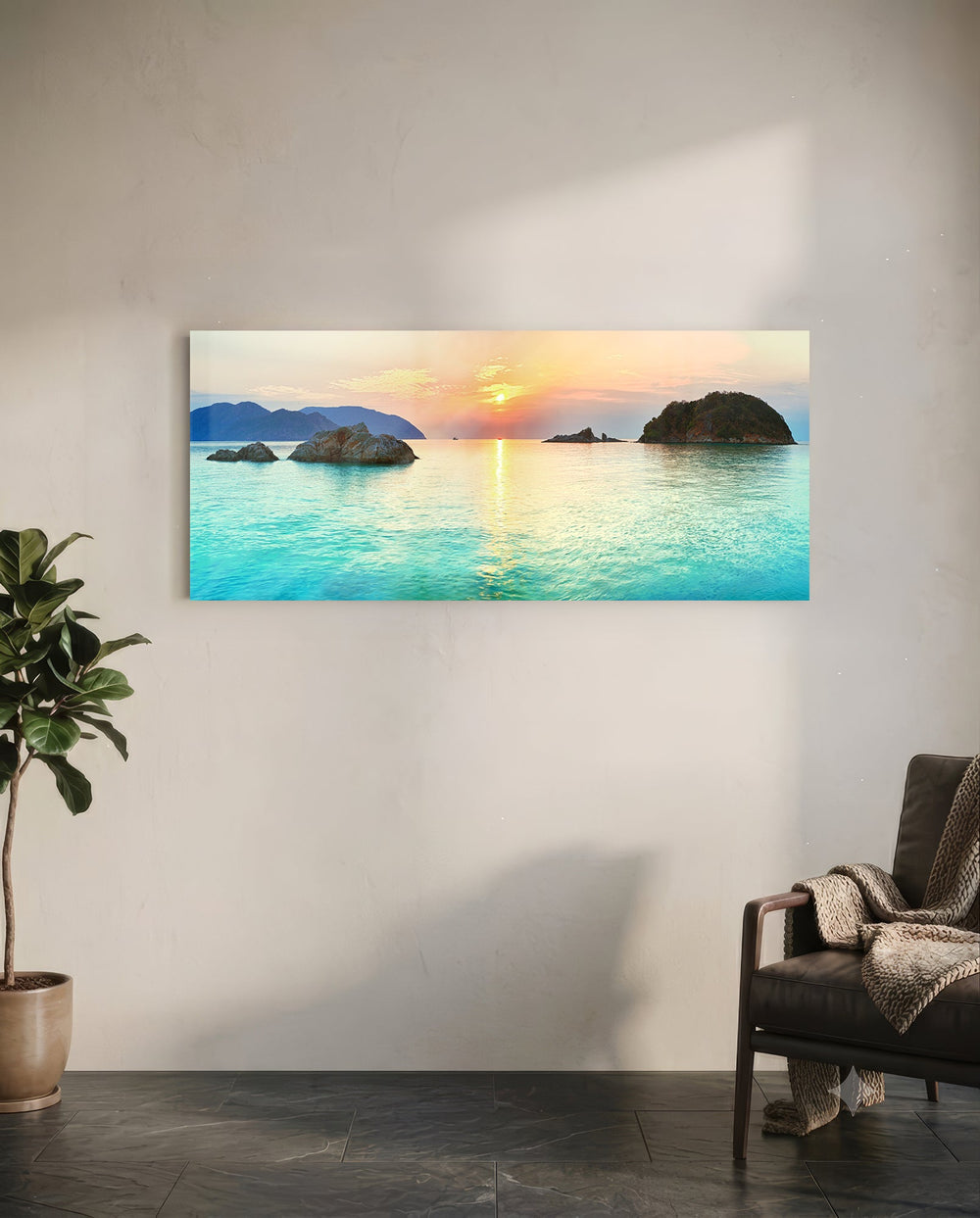 Turquoise Bay Islets Sea Glass Wall Art lifestyle preview C