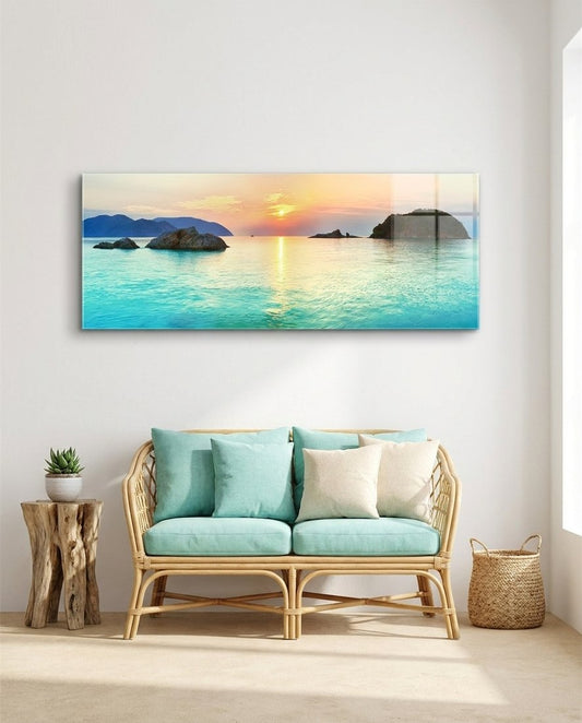 Turquoise Bay Islets Sea Glass Wall Art