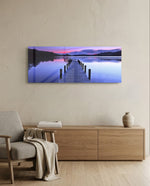 Purple Twilight Wooden Jetty Glass Wall Art lifestyle preview A