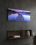 Purple Twilight Wooden Jetty Glass Wall Art lifestyle preview B