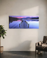 Purple Twilight Wooden Jetty Glass Wall Art lifestyle preview C