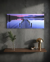 Purple Twilight Wooden Jetty Glass Wall Art lifestyle preview D