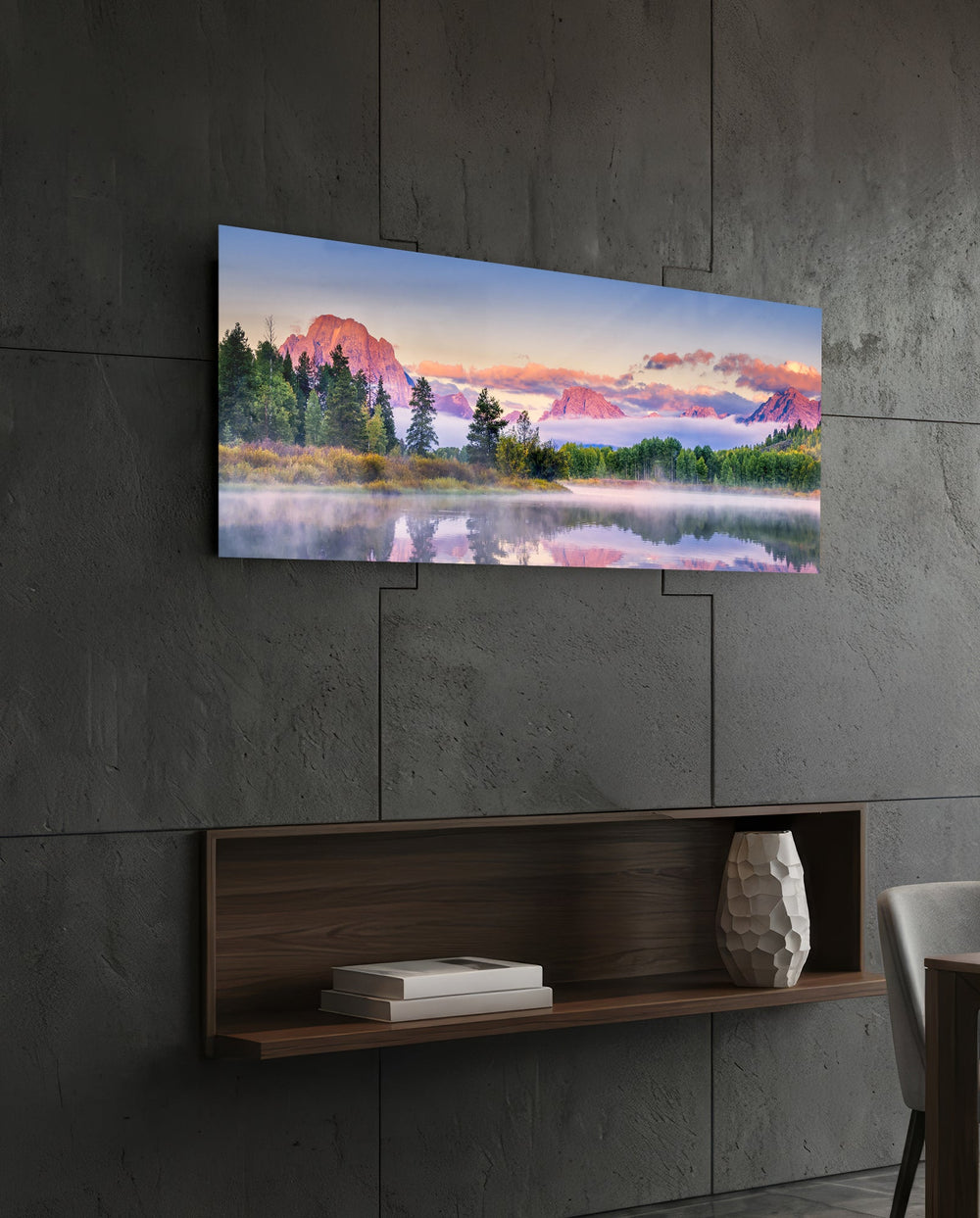 Foggy Mountain Glass Wall Art (36"x14") lifestyle preview B