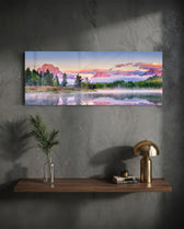 Foggy Mountain Glass Wall Art (36"x14") lifestyle preview D