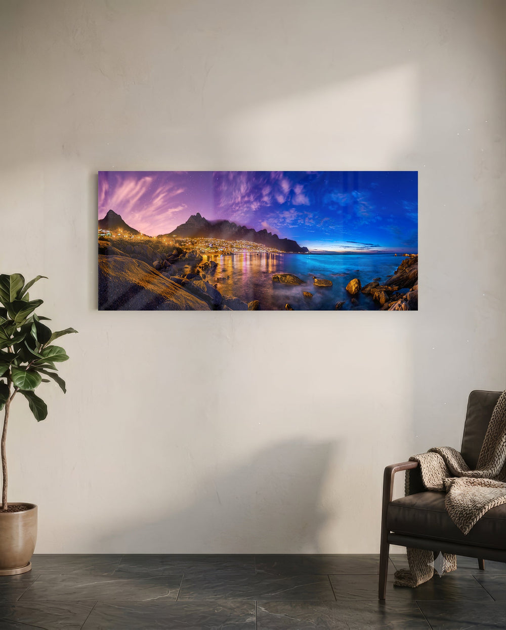 City Lights Glass Wall Art (36"x14") lifestyle preview C