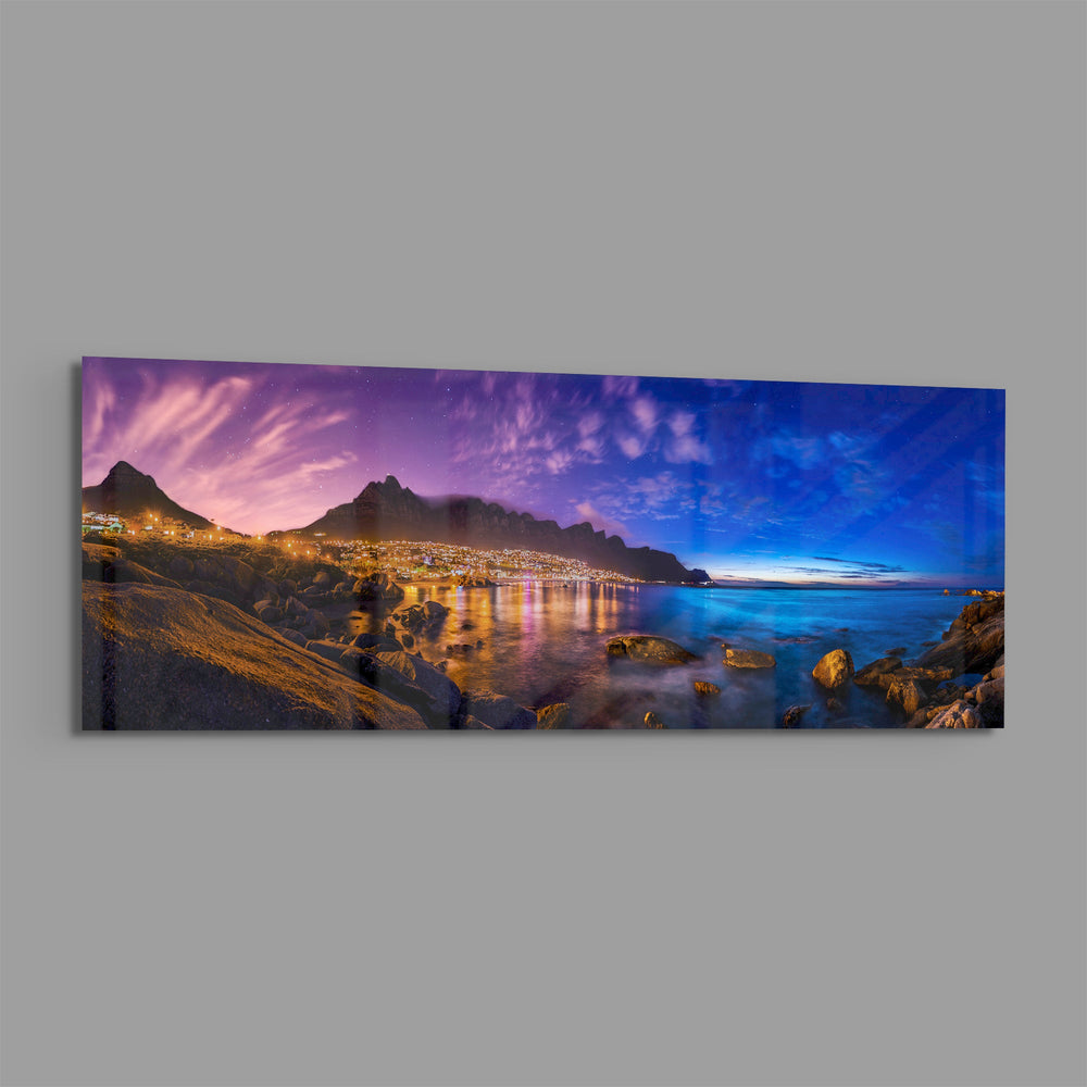 City Lights Glass Wall Art (36"x14") lifestyle preview E