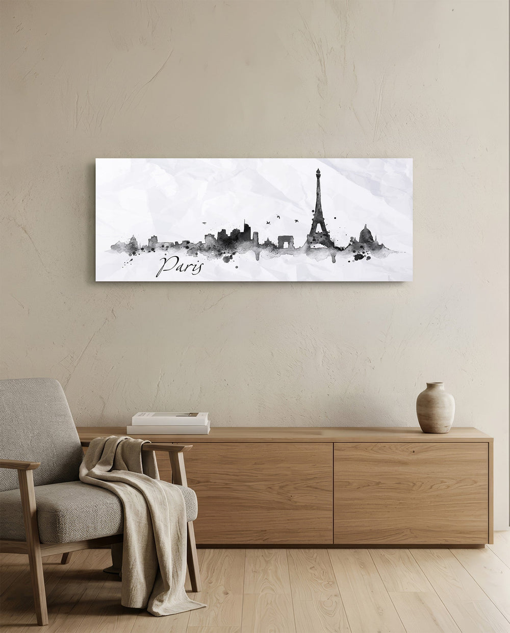 Paris Glass Wall Art (36"x14") lifestyle preview A