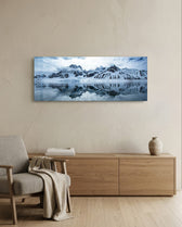 Snowy Mountain Glass Wall Art (36"x14") lifestyle preview A