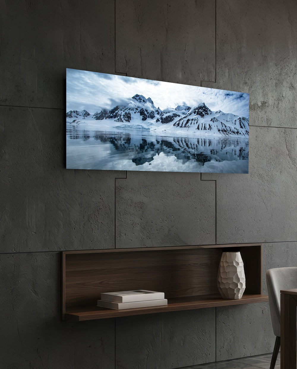 Snowy Mountain Glass Wall Art (36"x14") lifestyle preview B