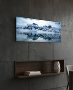 Snowy Mountain Glass Wall Art (36"x14") lifestyle preview B