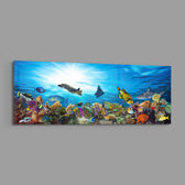 Coral Reef Turtle Underwater Sea Glass Wall Art lifestyle preview E