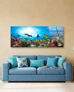 Coral Reef Turtle Underwater Sea Glass Wall Art