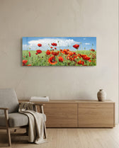 Poppy Flower Glass Wall Art (36"x14") lifestyle preview A