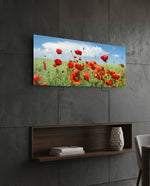 Poppy Flower Glass Wall Art (36"x14") lifestyle preview B