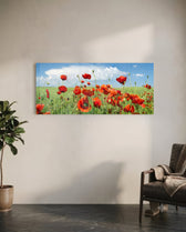 Poppy Flower Glass Wall Art (36"x14") lifestyle preview C