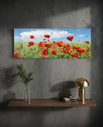 Poppy Flower Glass Wall Art (36"x14") lifestyle preview D