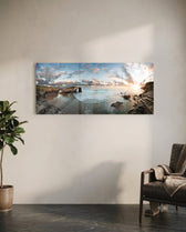 Rock Arch Cliff Coastline Waves Glass Wall Art lifestyle preview C