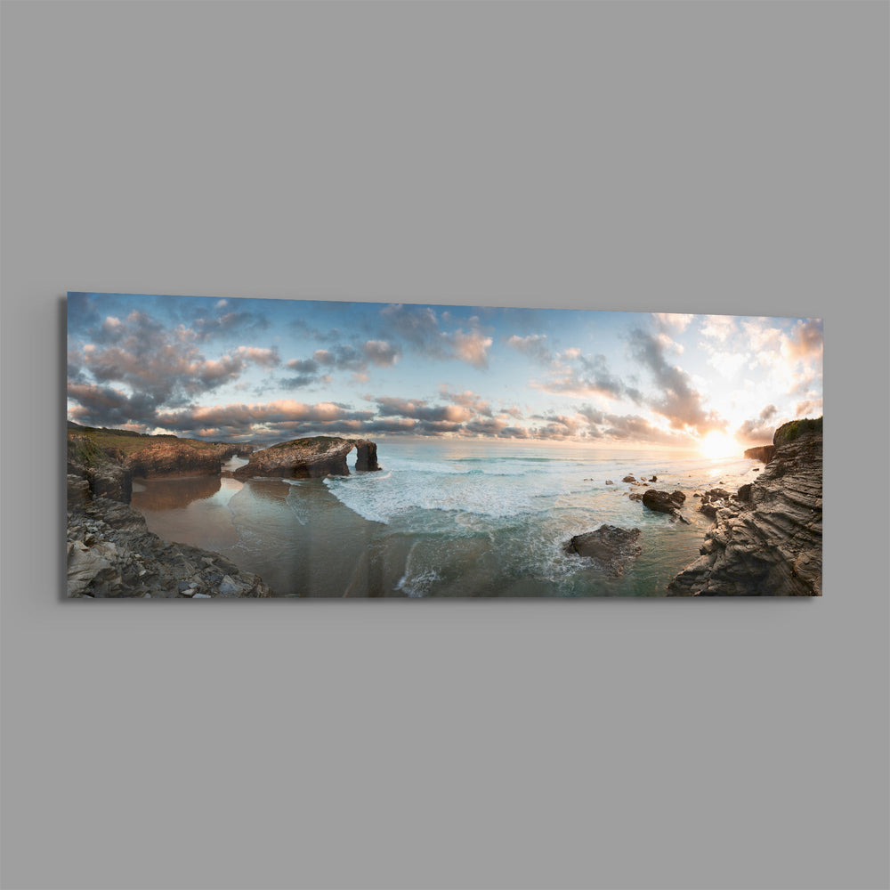 Rock Arch Cliff Coastline Waves Glass Wall Art lifestyle preview E