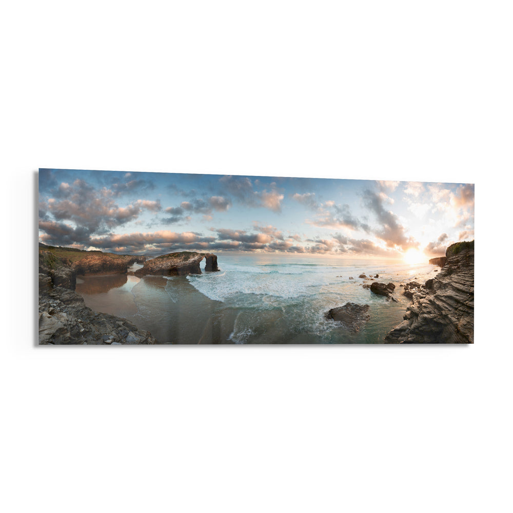 Rock Arch Cliff Coastline Waves Glass Wall Art lifestyle preview F