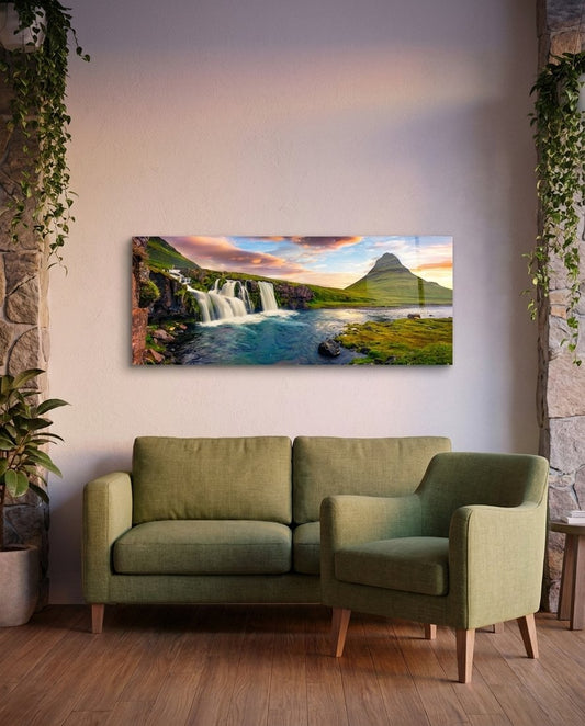Waterfall Glass Wall Art (36"x14")