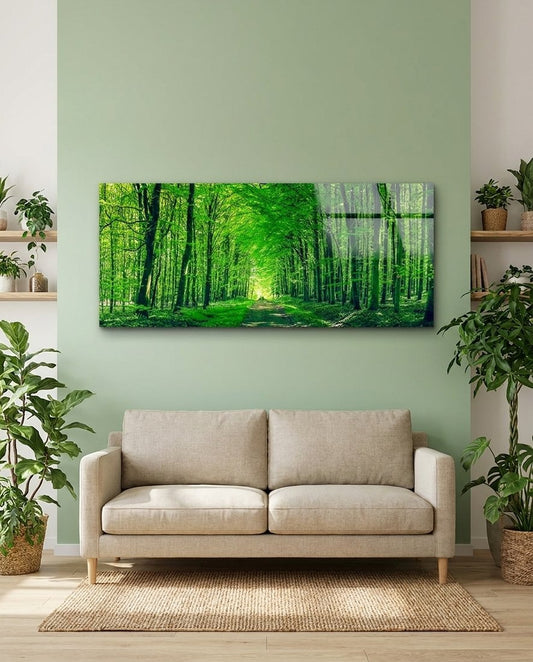 Leafy Tunnel Woodland Path Glass Wall Art