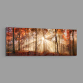 Amber Autumn Forest Light Rays Glass Wall Art lifestyle preview E