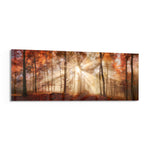 Amber Autumn Forest Light Rays Glass Wall Art lifestyle preview F